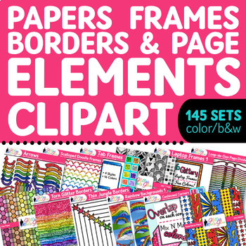 Preview of Page Elements Clipart Mega Bundle: Frames, Borders, Backgrounds, Arrows, & Washi