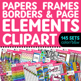 Page Elements Clipart Mega Bundle: Frames, Borders, Backgr