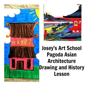 Preview of Pagoda Asian Architecture Art Drawing Lesson and ELA Literacy and Art Lesson