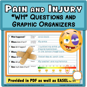 Preview of Pain and Injury WH Questions_Worksheets_Graphic Organizers_Life Skills_Safety