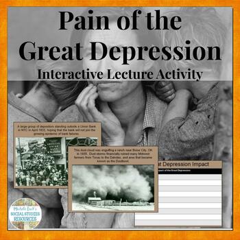 Preview of Pain of the Great Depression PPT w/Pictures & Descriptions Interactive Lecture