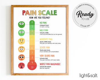 Preview of Pain scale for kids, feelings thermometer, pain chart, Calm down corner