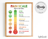 Pain scale for kids, feelings thermometer, pain chart, Cal