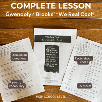 Preview of Painless Poetry! One day lesson for Gwendolyn Brooks' "We Real Cool"