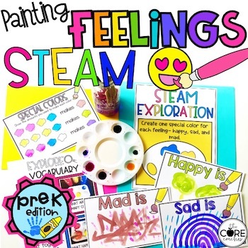 Preview of Paint Color Mixing PreK STEAM Activity - Feelings Preschool Art Lesson