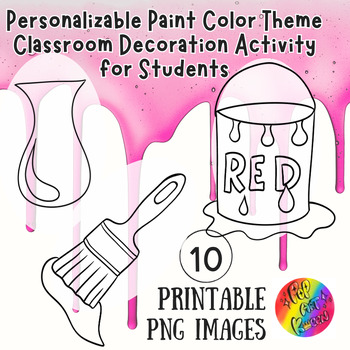 Preview of Paint Color Theme PRINTABLE Art Classroom Decoration Activity for Students