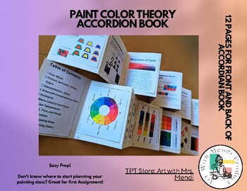Preview of Paint Color Theory Accordion Book for Art Class