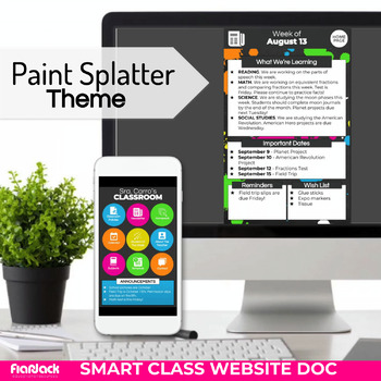 Preview of Paint Splatter Parent Communication Google Slides Editable Smart Class App