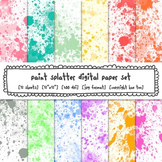 Paint Splatter Watercolor Digital Paper, Rainbow Bright Co