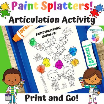 Preview of Paint Splatters Printable Articulation Activity Dot Markers Speech Therapy