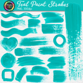 Paint Stroke Clipart: 20 Fun Bright Teal Brushstroke Clip 