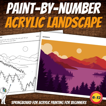 Preview of Paint-by-Number Acrylic Landscape Packet, Middle School Art or High School Art