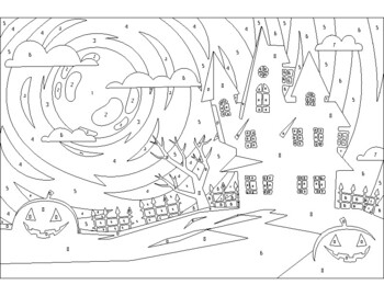 Paint by Numbers Coloring Page with Halloween Print for Kids, Teens, and  Adults