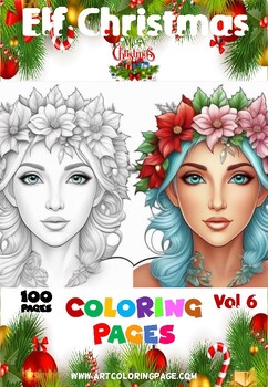 Preview of Paint the Holidays: Elf Christmas Coloring Pages Vol 6 / 100 Pages Instant PDF