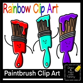 Paintbrushes and Paint Can Clip Art by Draw and Paint with Tammy