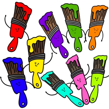 Paintbrushes and Paint Can Clip Art by Draw and Paint with Tammy