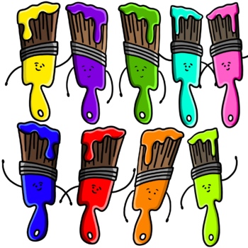 Paintbrushes and Paint Can Clip Art by Draw and Paint with Tammy