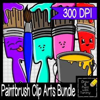 Paintbrushes and Paint Can Clip Art by Draw and Paint with Tammy