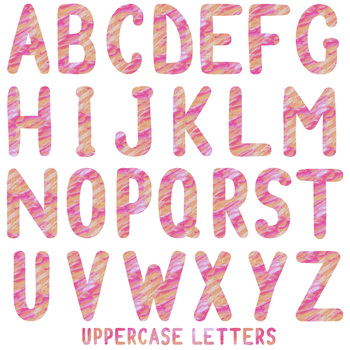 Painted Alphabet Clipart / Pink and Orange Digital Alpha by Green Light ...