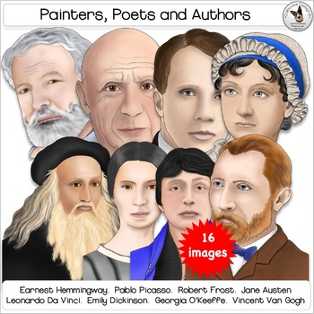 Preview of Painters, Poets and Authors Clip Art realistic portraits