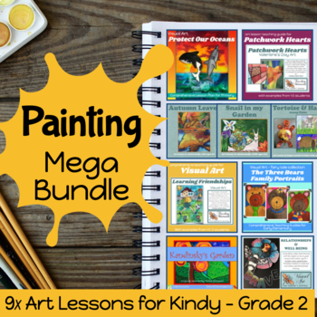 Preview of Painting Art Projects MEGA BUNDLE x9 Lesson Plans K-2nd grade