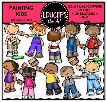 Preview of Painting Kids Clip Art Bundle {Educlips Clipart}