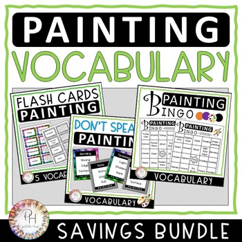 Preview of Painting Vocabulary Flash Cards, BINGO Game and DON'T SPEAK IT! Savings Bundle