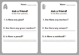 Pair interview activity - classroom supplies - is/are prac
