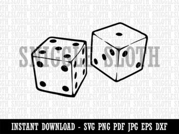 Preview of Pair of Gaming Dice Clipart Digital Download SVG EPS PNG PDF AI DXF JPG