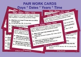 Pair work cards for teaching clock and calendar skills to 