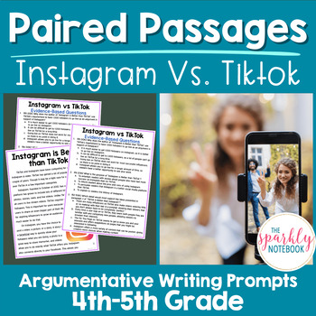 Preview of Paired Passages Activities: Argumentative Writing 4th & 5th Grade IG v. TikTok