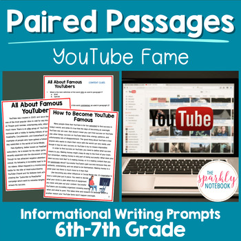 Preview of Paired Passages Activity: Informational Writing 6th & 7th Grade YouTube Fame