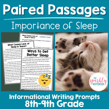 Preview of Paired Passages Activity: Informational Writing 8th & 9th Grade Important Sleep