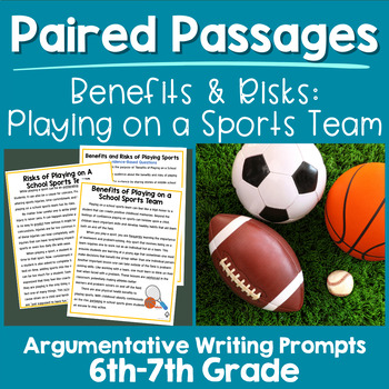 Preview of Paired Passages Argumentative Writing 6th & 7th Grade School Sports