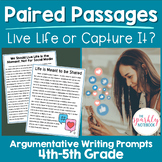 Paired Passages Argumentative Writing Prompts 4th & 5th Grade Live Social Media