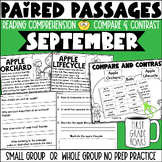 Paired Passages August September Reading Comprehension No 