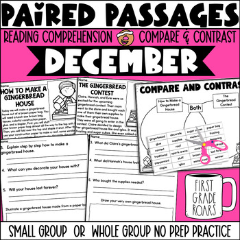 Preview of Paired Passages December Reading Comprehension No Prep Activities