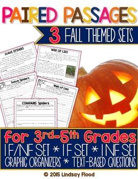 Preview of Reading Comprehension Passages - Paired Passages - Fall - Halloween 3rd 4th 5th