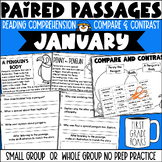 Paired Passages January Reading Comprehension No Prep Activities