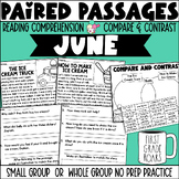 Paired Passages June Reading Comprehension No Prep Activities