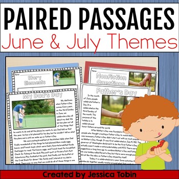 Preview of June and July Paired Passages - Summer Reading Practice