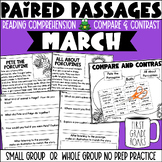 Paired Passages March Reading Comprehension No Prep Activities