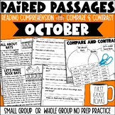 Paired Passages October Reading Comprehension No Prep Activities