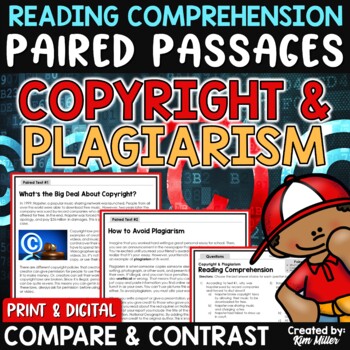 Preview of Paired Passages Writing Prompts Paired Text Online Safety Plagiarism Lessons