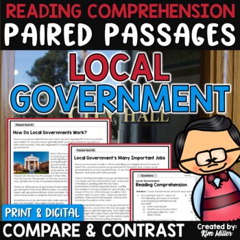 Preview of Paired Passages with Writing Prompts Paired Text Levels of Local Government 