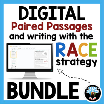 Preview of Paired Passages & RACE Strategy Writing Prompts Digital Worksheet Bundle