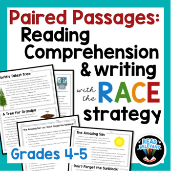 Preview of Paired Passages Reading Comprehension & RACE Strategy writing prompts 4th 5th