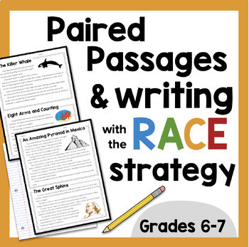 Preview of Paired Passages with Writing Prompts and Passages RACE Strategy | 6th 7th grade