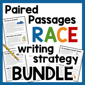 Preview of Paired Passages and RACE Strategy Writing Prompts & Passages BUNDLE 4th 5th 6th