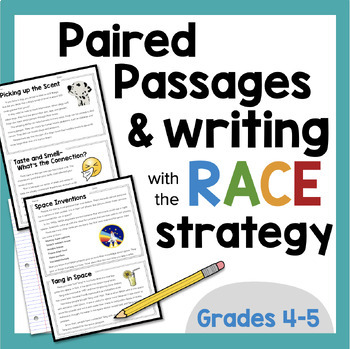 Preview of Paired Passages with Writing Prompts and Passages RACE Strategy | 4th 5th grade